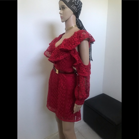 Stunning Alexis S deep red lace dress new - Picture 7 of 14